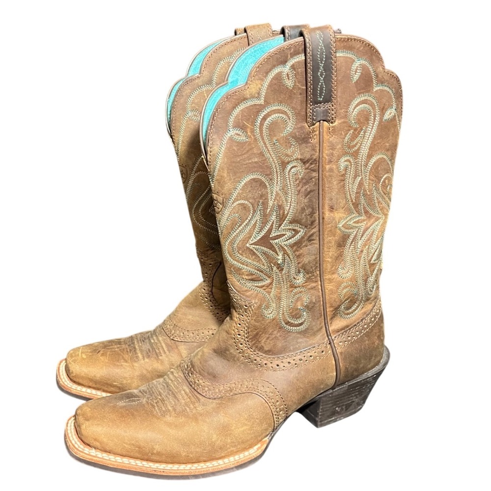 Ariat Womens Western Cowboy Boots Rodeo Brown Leather Shoes Size 7B